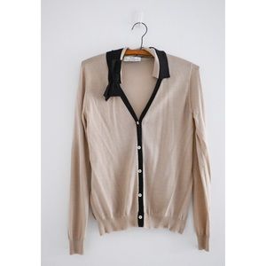 Prada Tan and Black Wool/Silk Cardigan